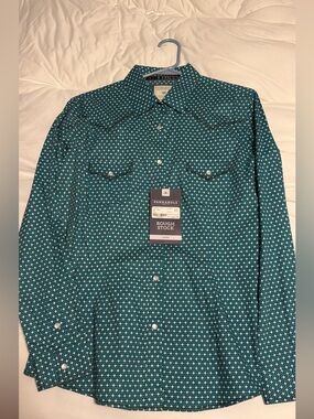 Teal Patterned Western Shirt